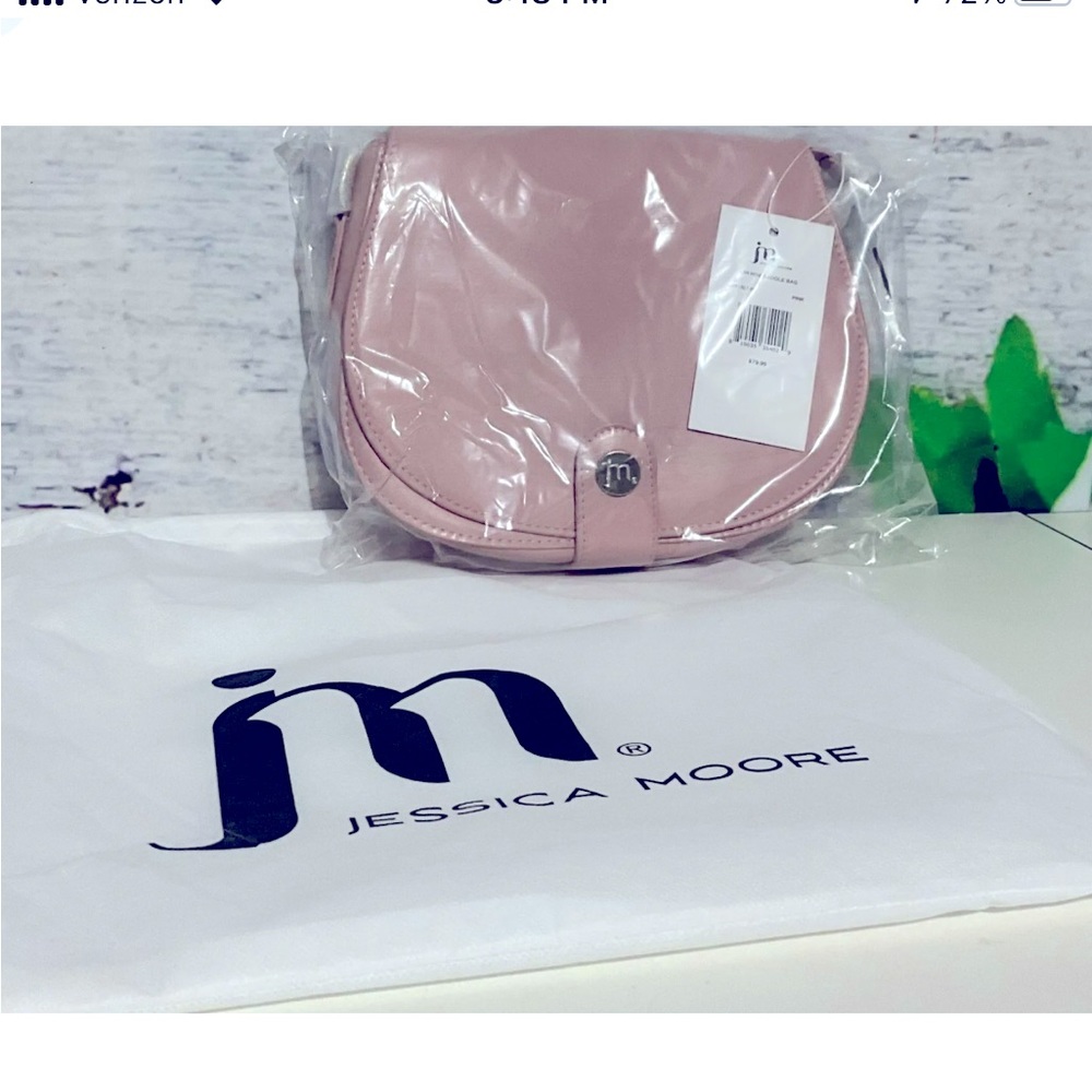NWT JESSICA MOORE PINK LEATHER MINI SADDLE PURSE WITH DUST BAG 👛